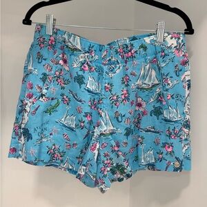 Lilly Pulitzer Linen Florida Nautical Print Women's Shorts size Medium GUC
